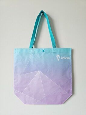 3 x New IVIVVA by LULULEMON Purple Blue Reusable Shopping Tote Bag Large